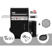 barbecue à gaz intelligent weber spirit epx-325s gbs + kit de nettoyage + kit 3 ustensiles + plancha