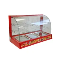 kukoo - vitrine chauffe-plats électrique 90cm rouge buffet chauffant à portes coulissantes température 50 à 80 °c 220v 1200w sandwicherie station 8369