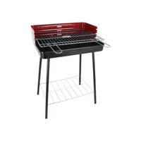 barbecue à charbon sur pied algon noir rouge (52 x 37 x 71,5 cm)