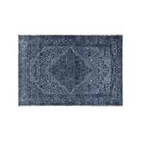 tapis vintage plat pour salon rayé rectangle clonmel bleu foncé 160x230