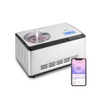 machine à glace - klarstein dolce bacio smart  - sorbetière - 2 l - contrôle par app - acier inoxydable - argent