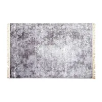 tapis à franges, tissage plat imprimé, moquette en polyester coloris argent;blanc - longueur 230 x profondeur 2 x hauteur 160 cm