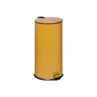 poubelle bam modern 30 litres couvercle bambou atmosphéra - moutarde
