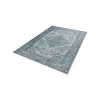 tapis vintage plat pour salon rayé rectangle clonmel bleu 80x150