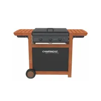 barbecue gaz grill et plancha campingaz adelaide 3 woody l 14 kw piezo grill-plancha + housse