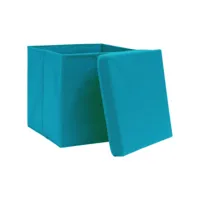 vidaxl boîtes de rangement et couvercles 10 pcs bleu 32x32x32 cm tissu 288376