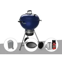 barbecue à charbon weber master-touch gbs c-5750 57 cm deep ocean blue avec housse + plancha + kit d'allumage