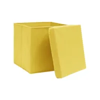 vidaxl boîtes de rangement et couvercles 10 pcs jaune 32x32x32cm tissu 288368