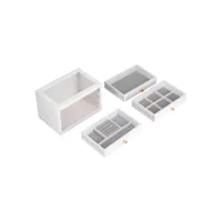 boîte de rangement pour bijoux en bois à 3 couches avec 3 tiroirs - blanc moselota