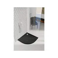 receveur de douche en acrylique noir - structure en pierre - semi circulaire r55 - 80 x 80 - cres schedpol