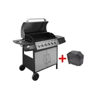 vidaxl barbecue grill à gaz 6 + 1 brûleurs noir et argenté 41907