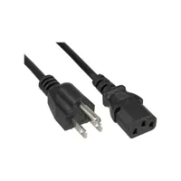 câble d'alimentation, inline®, fiche d'alimentation usa vers connecteur iec c13 à 3 broches, noir, 18awg, 5,0 m