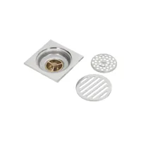 siphon de sol carré en métal avec revêtement électrolytique à grand débit pour salle de bains