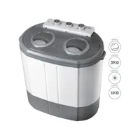 mini machine à laver portable camping 3kg lavage 1kg centrifugeuse 2 compartimen, briebe, wm1140, 190 , blanc-gris