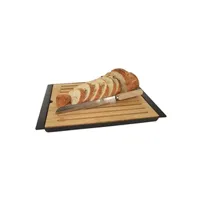 trancheuse cook concept - planche à pain en bambou 38x27 cm avec couteau noir