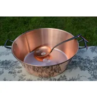 pot à confiture en cuivre nkc 38 cm + écumoire normandy kitchen pot pour gelée de 15 pouces avec poignées fer new cm