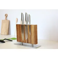 porte-couteau en bois de zèbre porte-couteau magnétique bloc couteaux magnétique