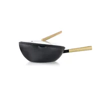 wok aluminium antiadhésif avec couvercle 30 cm ibili