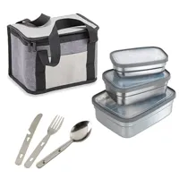 kit sac isotherme, set de couverts et 3 lunch box en inox wenko by maximex