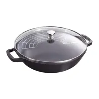 staub wok avec couvercle en verre ø30 cm 4,4 l noir