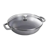 staub wok avec couvercle en verre ø37 cm 5,7 l gris