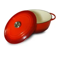 cocotte ovale 34cm avec couvercle rouge 7l